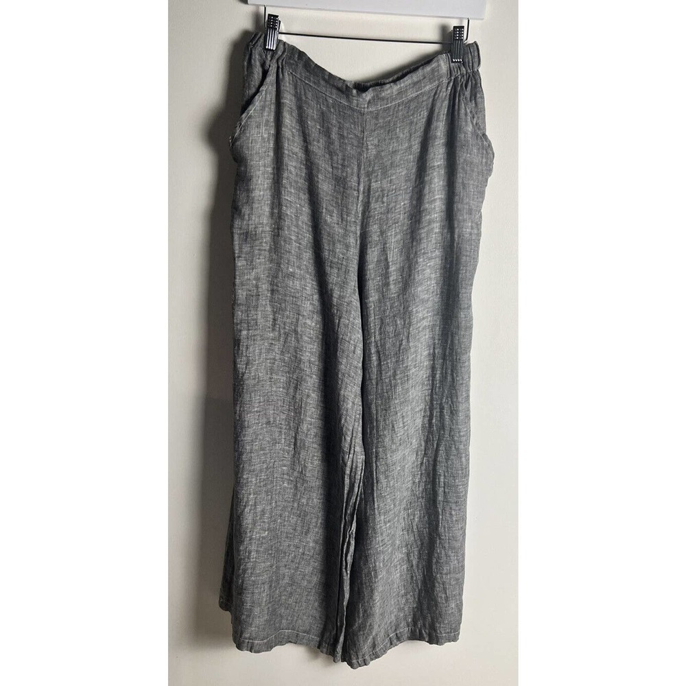 CP Shades Wide Leg Linen Chambray Wendy Pant Lagenlook Beach Pockets Sz L